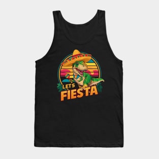 Let's Fiesta Mexican Dino Trex Cinco De Mayo Toddler Boys Tank Top